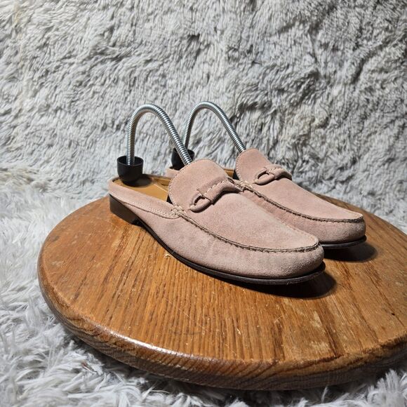 Cole Haan Shoes - Cole Haan Womens Size 8B Pink Suede Mules Retro Slip On Tasseled Heeled Shoe